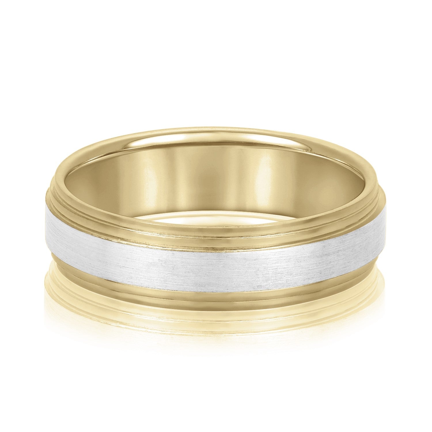 Slim Men's 5mm-8mm Carved Gold Band Elegant Set