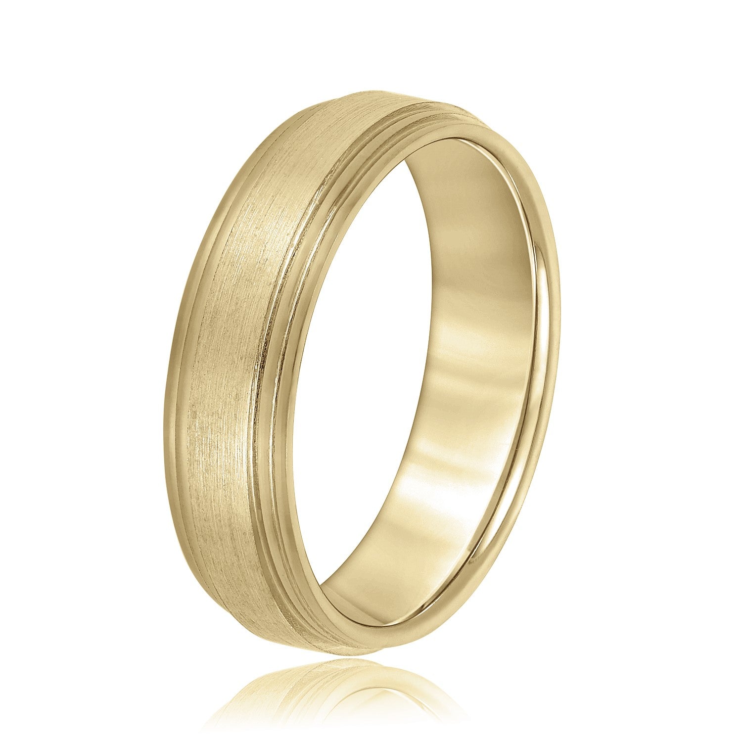 Bold Men's 5mm-8mm Carved Gold Band Classic Set