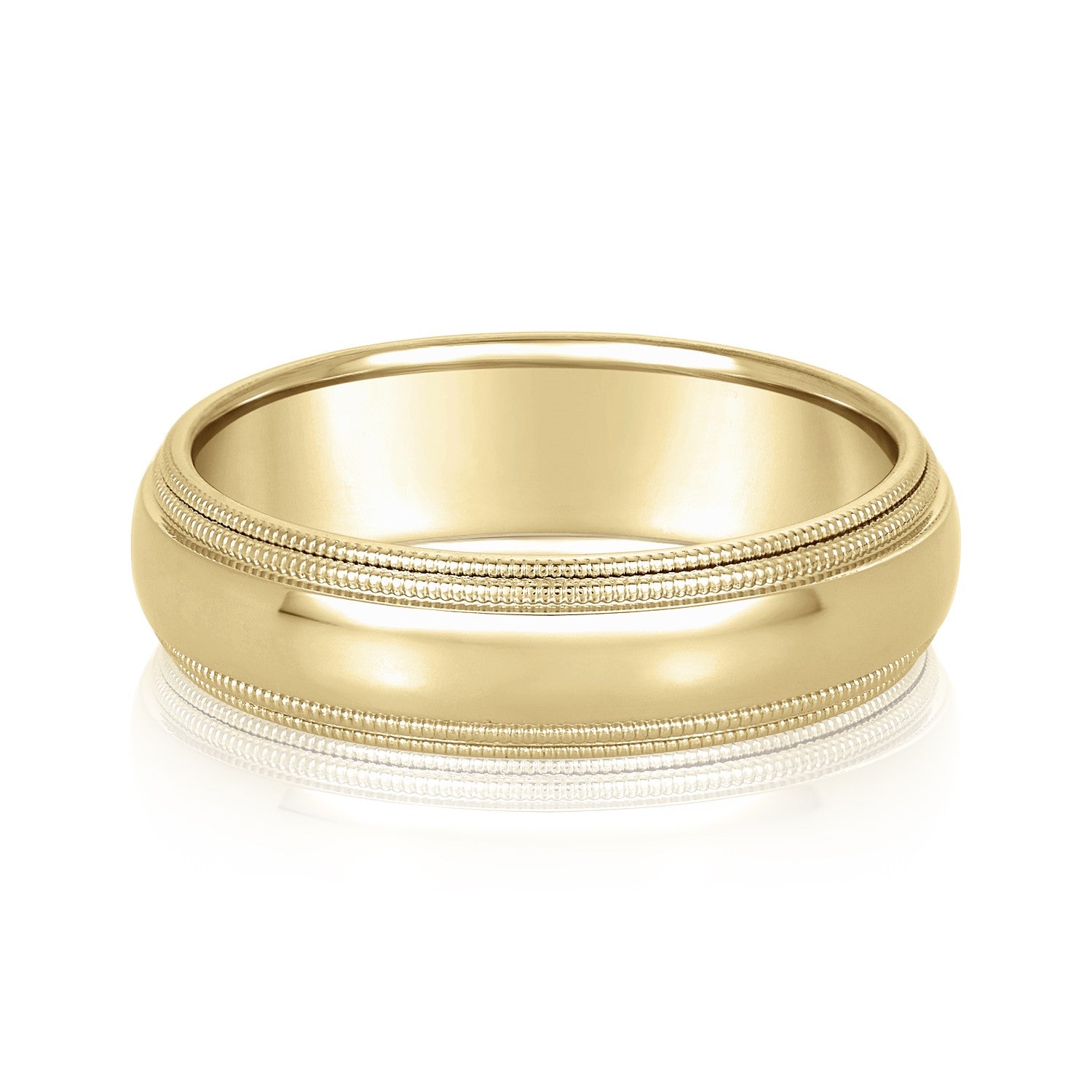 Bold Men's 5mm-8mm Milgrain Edge Gold Band Minimal