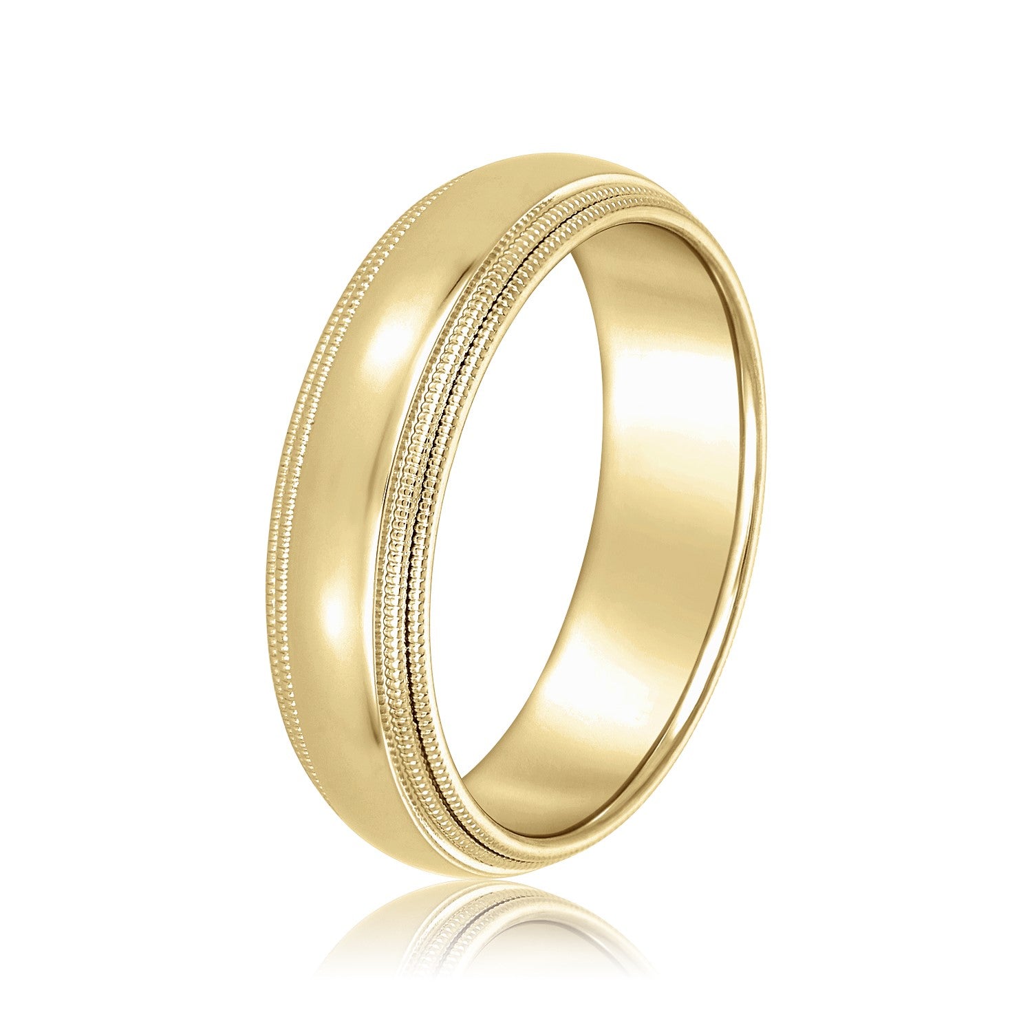 Bold Men's 5mm-8mm Milgrain Edge Gold Band Minimal