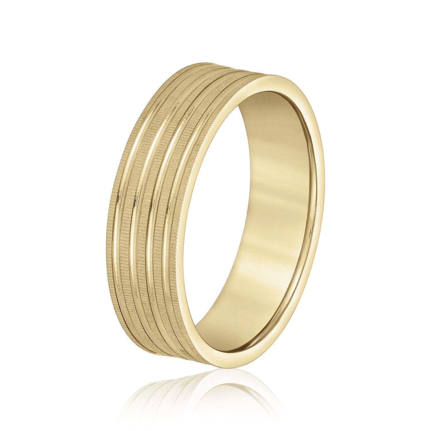 Bold Men's 5mm-8mm Carved Gold Band Elegant Set