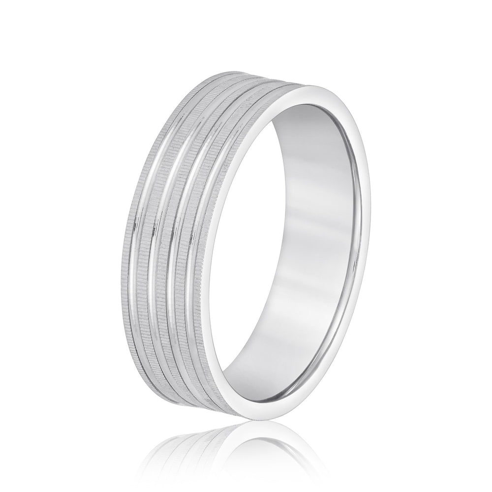 Bold Men's 5mm-8mm Carved Gold Band Elegant Set
