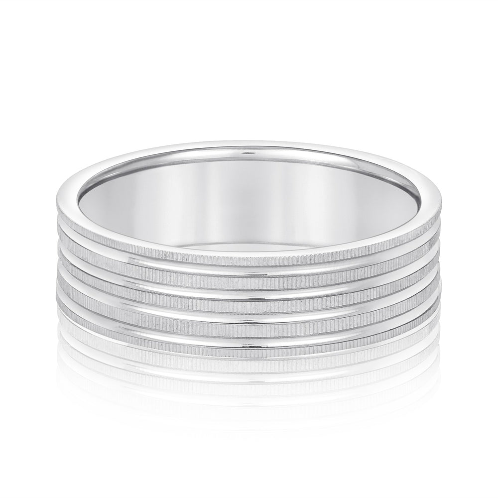 Slim Men's 5mm-8mm Carved Gold Band Secure Fit