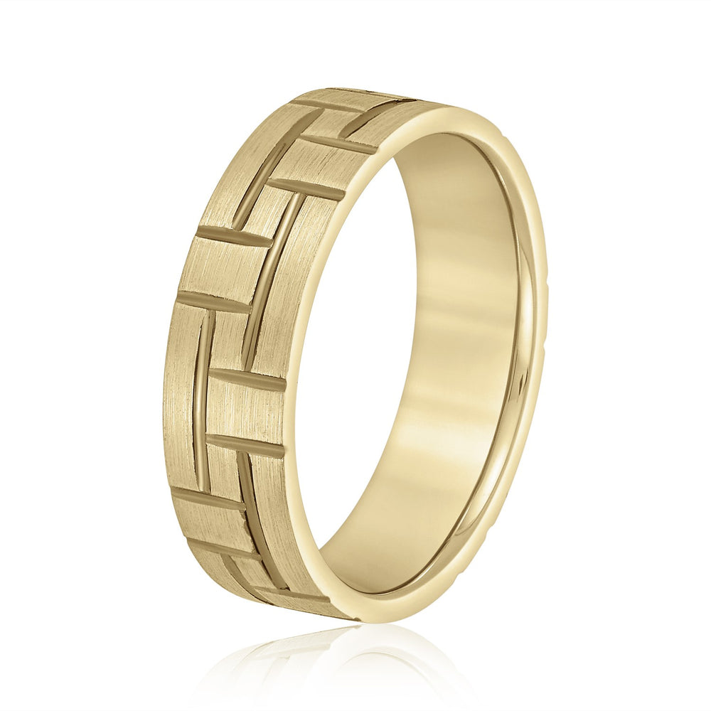 Bold Men's 5mm-8mm Carved Gold Band Secure Fit