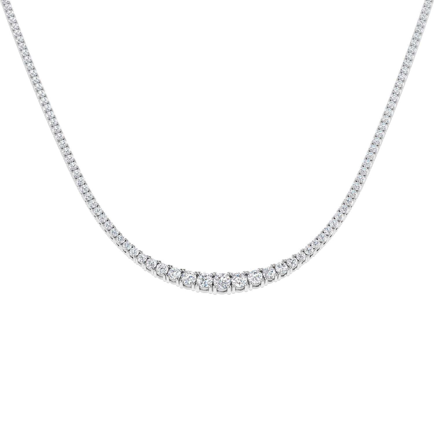 7.30 Carat D-E/VS Lab Grown Diamond Tennis Necklaces 9k White Gold Ready To Ship