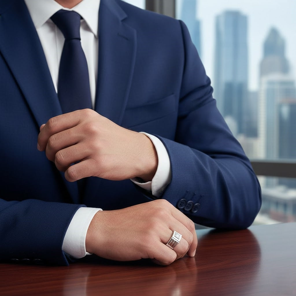 Natural Diamond Ring for Men with bold shoulders