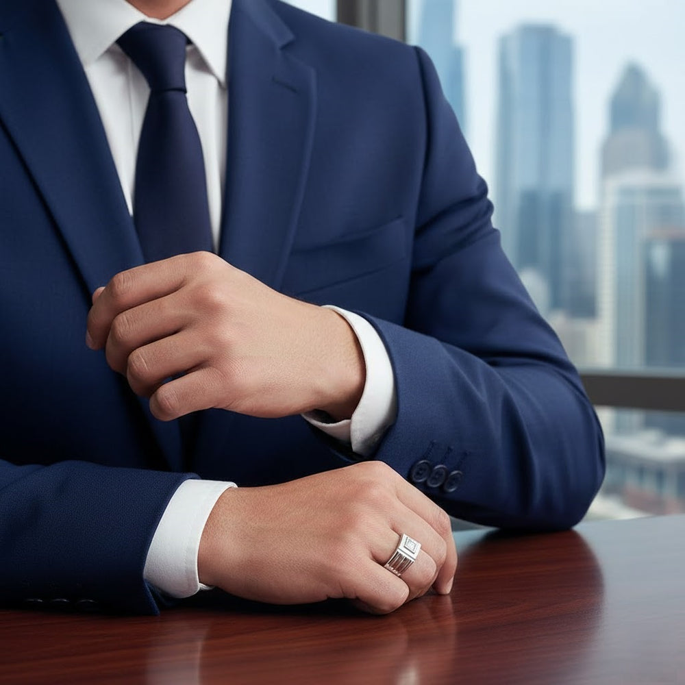 Natural Diamond Ring for Men with bold shoulders