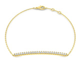 18K Gold Diamond Bar Bracelet, Natural Round Diamond Bracelet, Curved Diamond Bar Jewelry