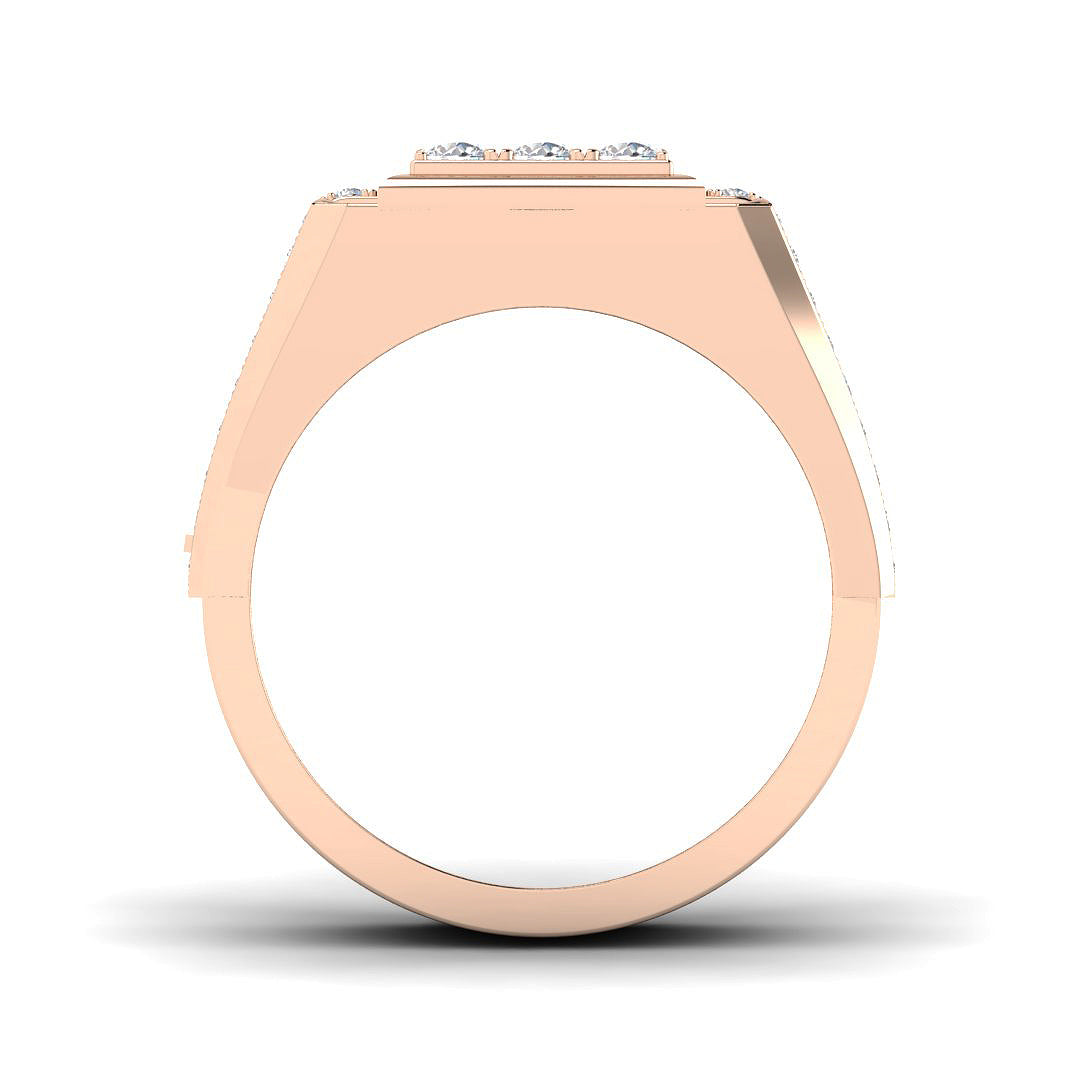 Natural diamond square signet ring for men