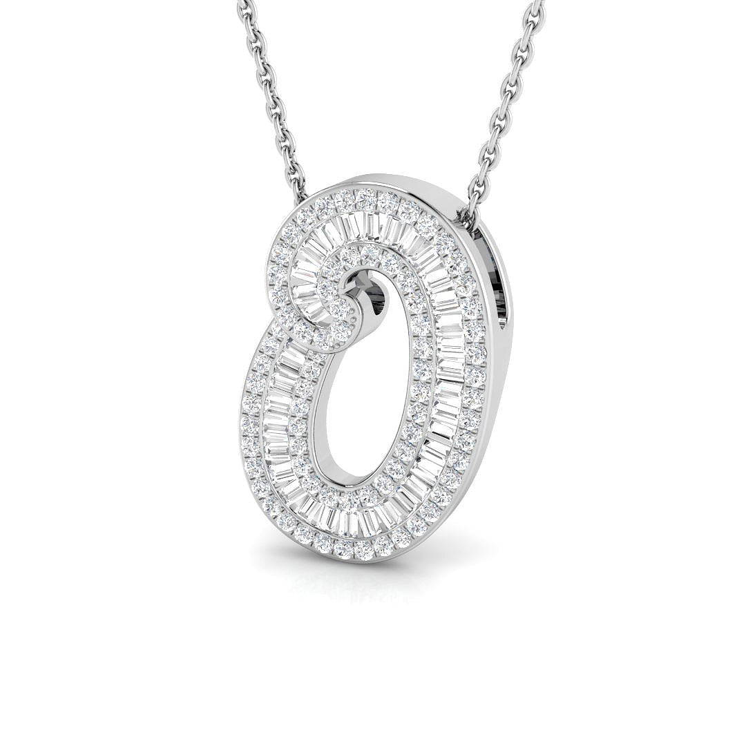 Diamond Script Initial Pendant with Baguette and Round Diamonds