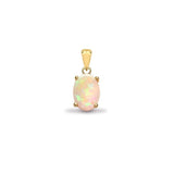 18K Yellow Gold Solitaire Opal October Birthstone Pendant with 4-Prong Setting (Without Chain)