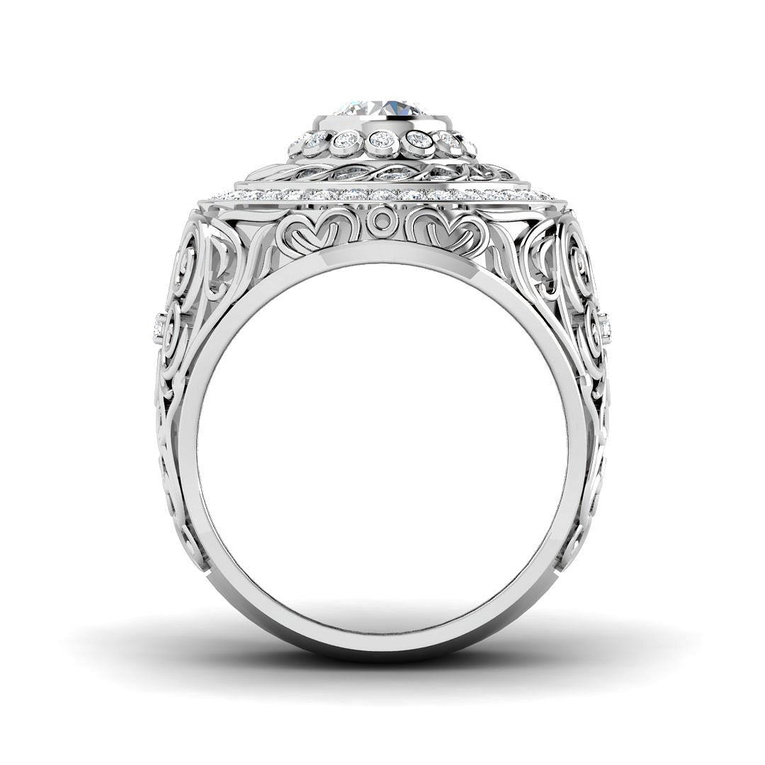 Ornate Men’s Diamond Ring UK with swirl design