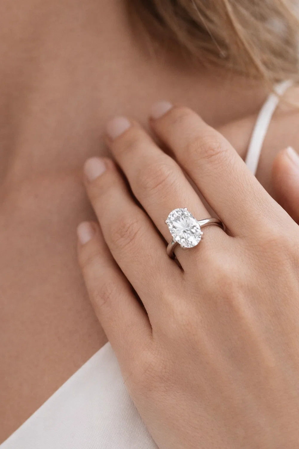 Oval Cut Diamond Solitaire Engagement Ring – White Gold