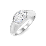 Oval Bezel Engagement Ring For Men Lab Grown Diamond in Gold & Platinum