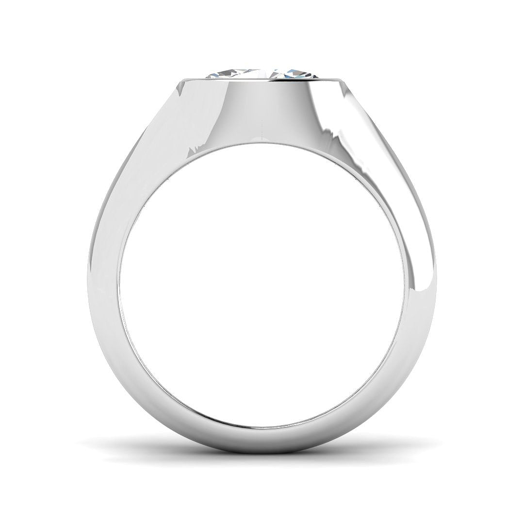 Oval Bezel Engagement Ring For Men Lab Grown Diamond in Gold & Platinum