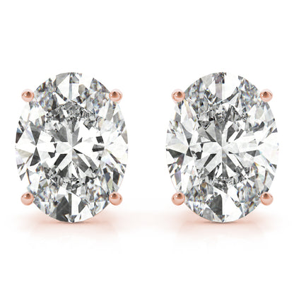 D/VVS Lab-Grown Diamond Stud Earrings For Women, Oval Cut 4 Prong Setting