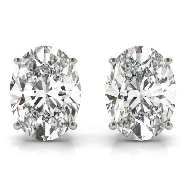 D/VVS Lab-Grown Diamond Stud Earrings For Women, Oval Cut 4 Prong Setting