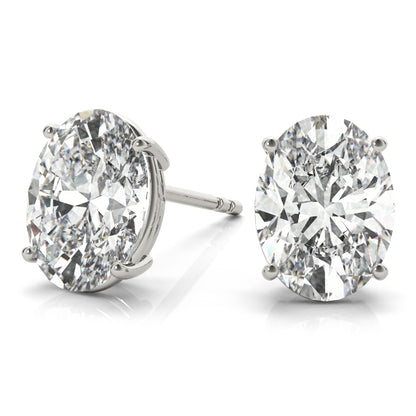 D/VVS Lab-Grown Diamond Stud Earrings For Women, Oval Cut 4 Prong Setting