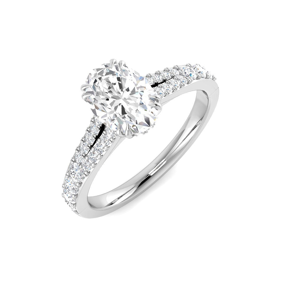 Oval Cut Diamond Engagement Ring in White Gold