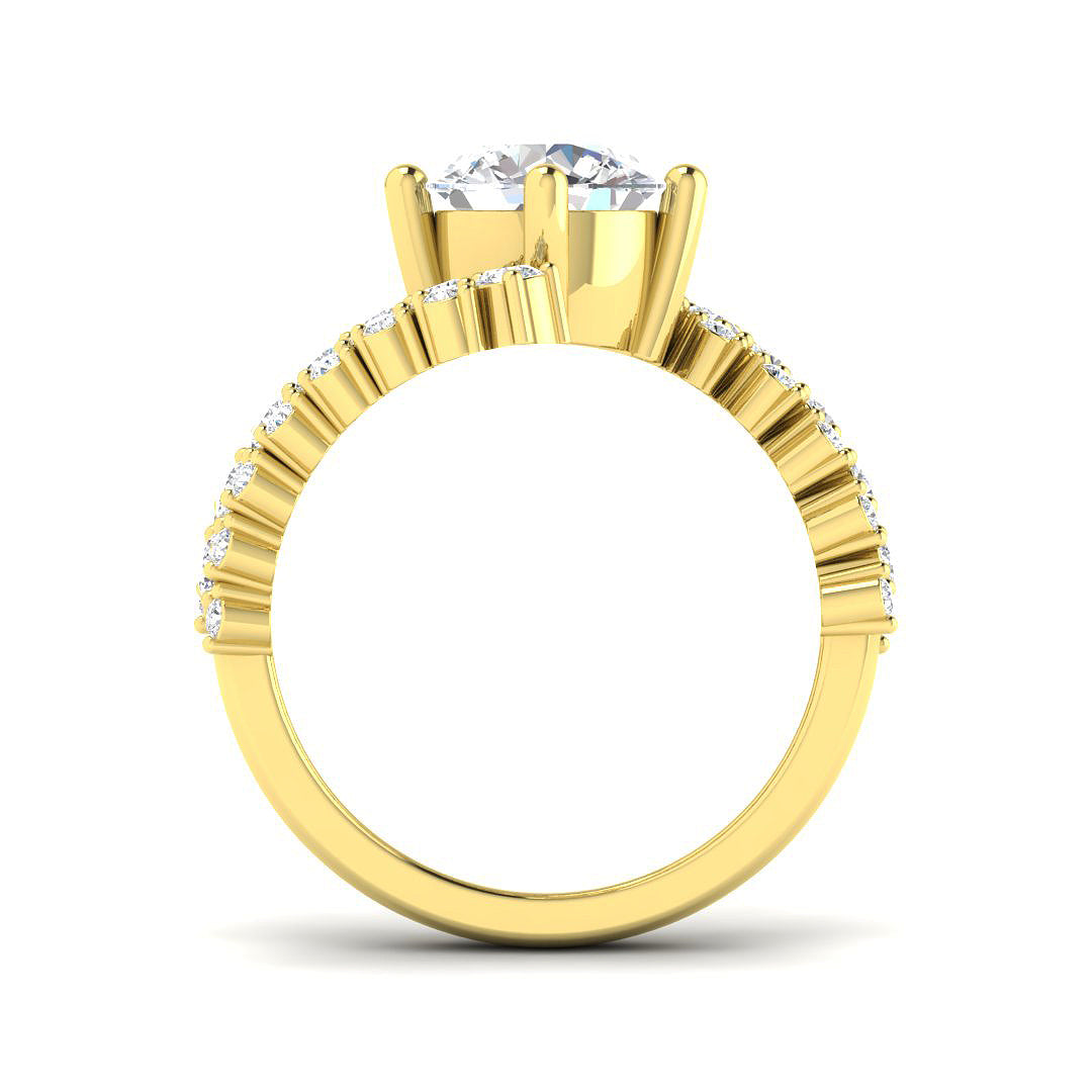 Oval Diamond Cluster Band Engagement Ring