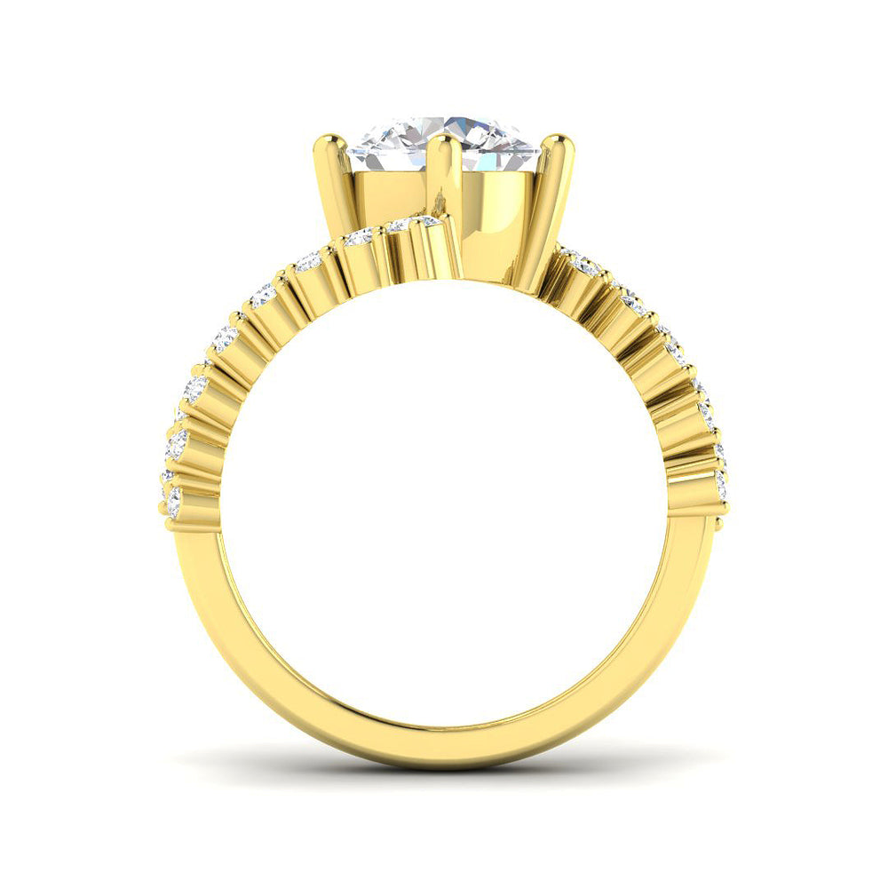 Oval Diamond Cluster Band Engagement Ring