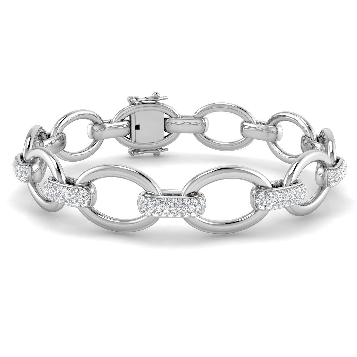 9K White Gold Lab Grown Diamond Oval Link Bracelet