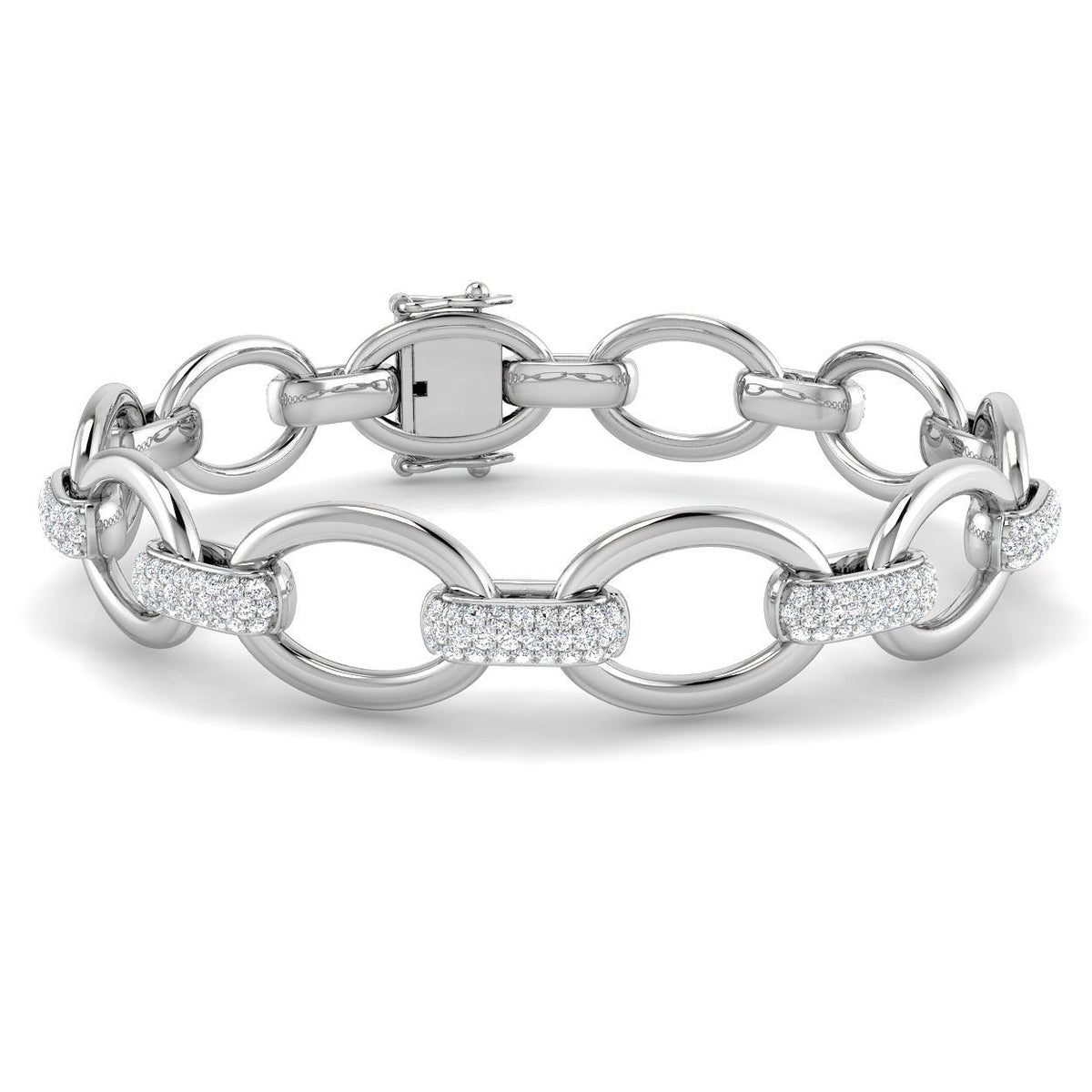 9K White Gold Lab Grown Diamond Oval Link Bracelet
