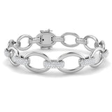 9K White Gold Lab Grown Diamond Oval Link Bracelet