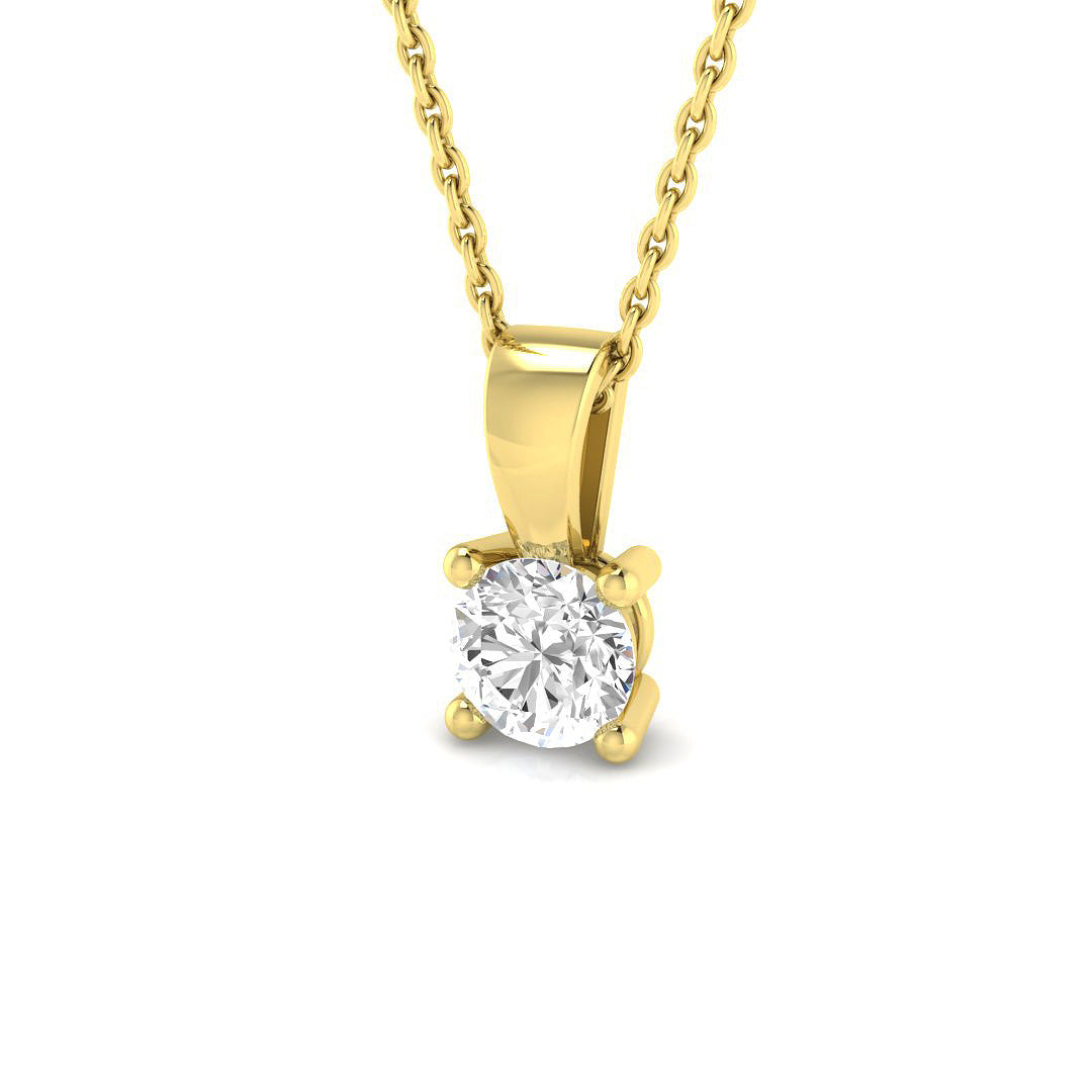 0.6 Carat D-E/VS Lab Grown Round Diamond Solitaire Pendant 9k Yellow Gold Ready To Ship