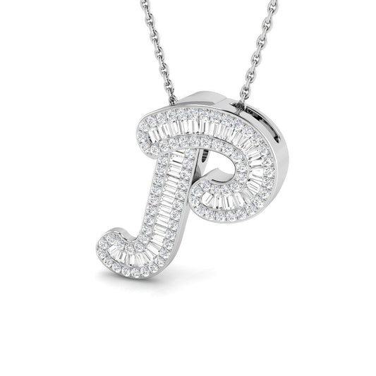 Paved Script Initial Diamond Pendant Without Chain | Lab Grown & Natural Diamonds
