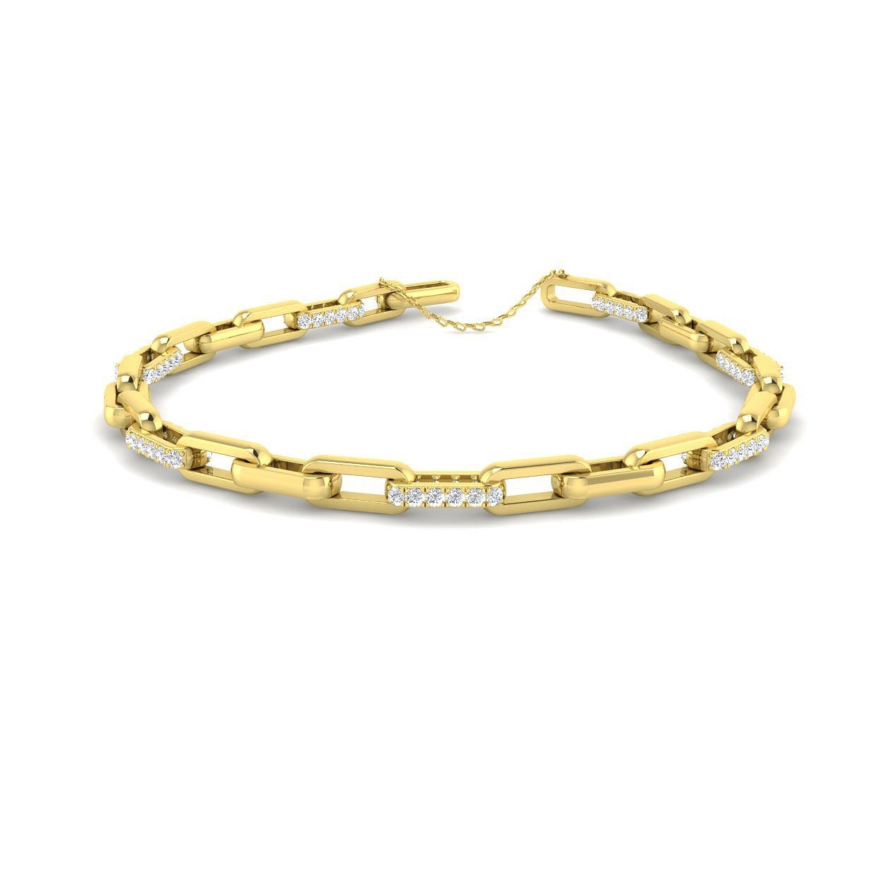 Round Cut Diamond Paperclip Chain Bracelet