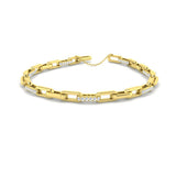 Round Cut Diamond Paperclip Chain Bracelet