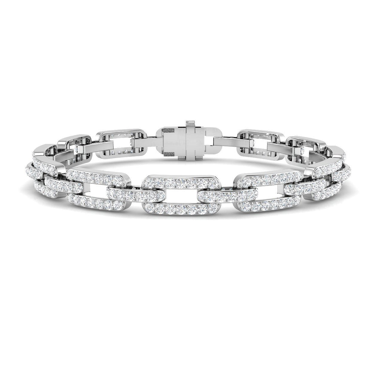 Natural Diamond Paperclip Style Bracelet for Women