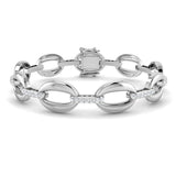 18K White Gold Lab Grown Diamond Oval Link Bracelet
