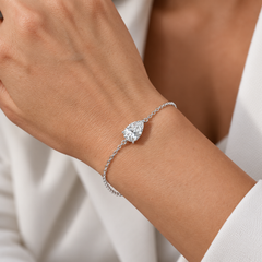 1.00Ct D/VS Lab Grown Pear Diamond Everyday Bracelet 950 Platinum Ready To Ship