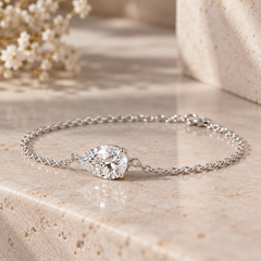 1.00Ct D/VS Lab Grown Pear Diamond Everyday Bracelet 950 Platinum Ready To Ship