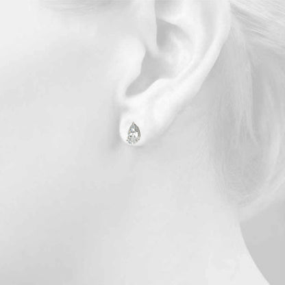 Lab-Grown Pear Shape Diamond Stud Earrings For Women, 4 Prong Setting, D Color and VVS Clarity