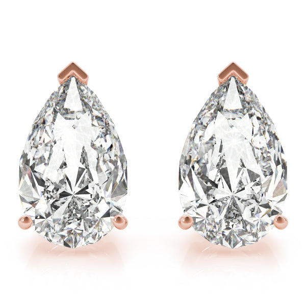 Lab-Grown Pear Shape Diamond Stud Earrings For Women, 4 Prong Setting, D Color and VVS Clarity