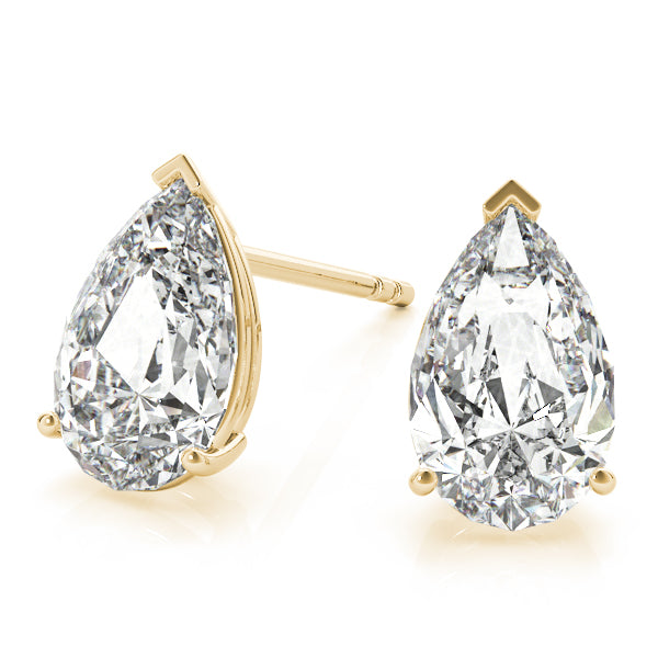 Lab-Grown Pear Shape Diamond Stud Earrings For Women, 4 Prong Setting, D Color and VVS Clarity