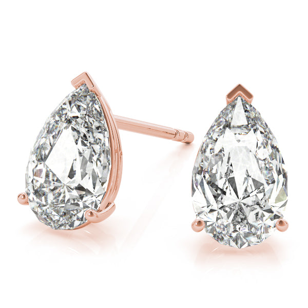 Lab-Grown Pear Shape Diamond Stud Earrings For Women, 4 Prong Setting, D Color and VVS Clarity