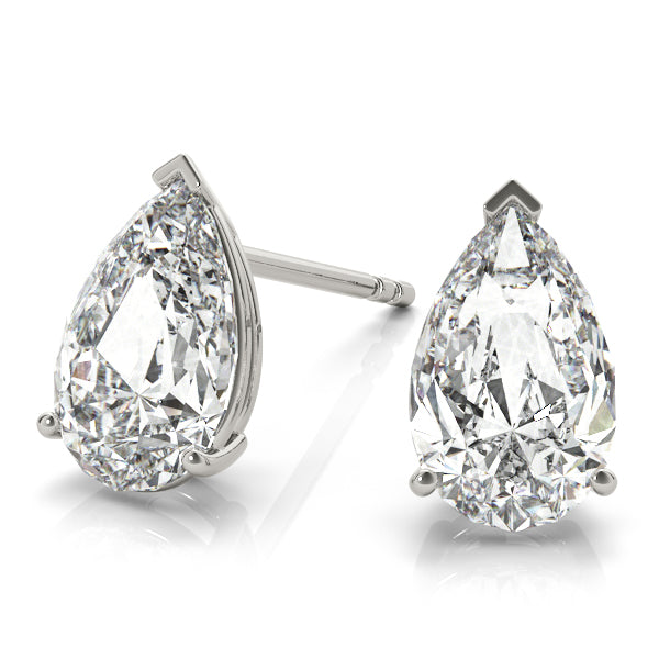 Lab-Grown Pear Shape Diamond Stud Earrings For Women, 4 Prong Setting, D Color and VVS Clarity