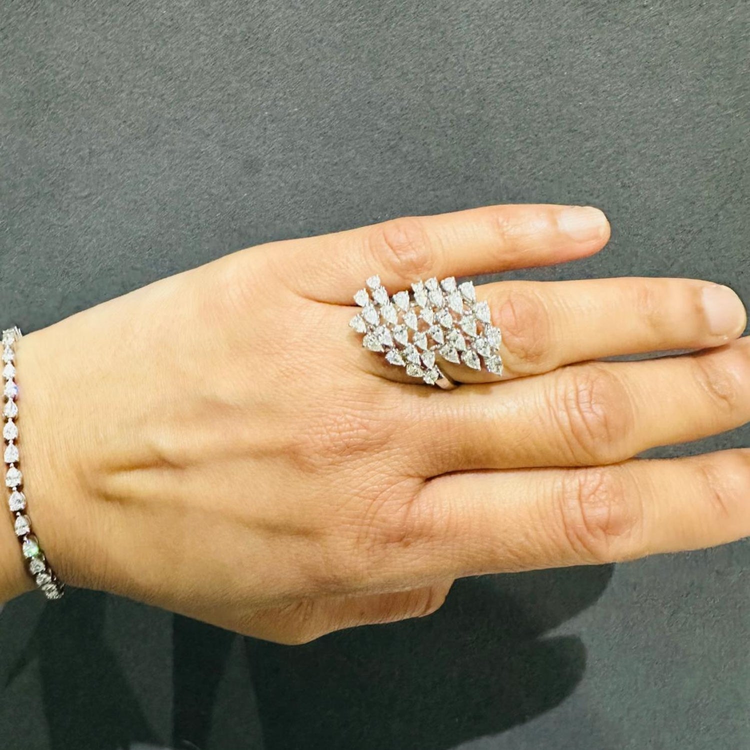 Natural Diamond Designer Ring Cocktail Ring Custer Ring Prong Set Gift for Wife