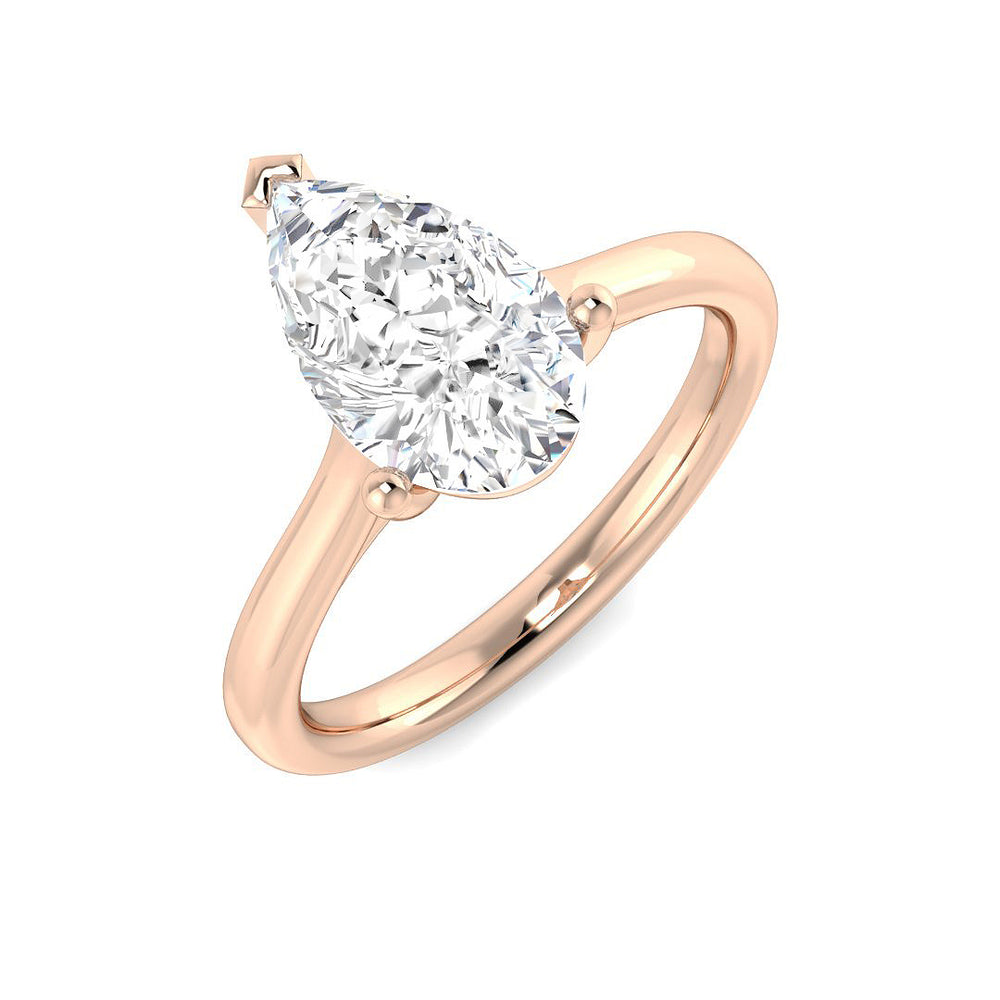 Pear Cut Natural & Lab Grown Diamond Solitaire Ring – Elegant Prong Setting in Rose Gold