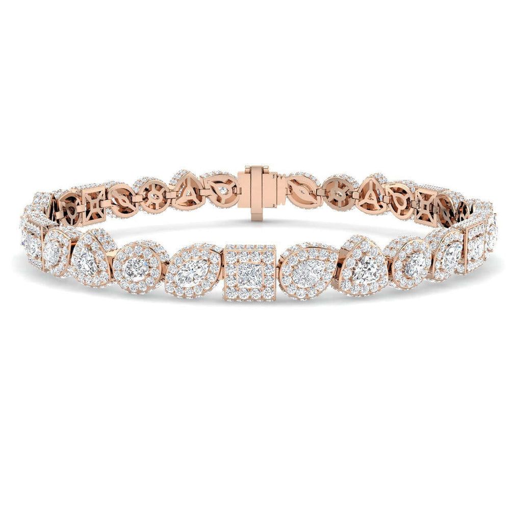 Pear Oval Round Diamond Bracelet, Luxury Gold Tennis Bracelet, Princess Cut Diamond Halo Bracelet