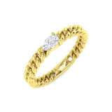 Pear Shaped Diamond Solitaire Ring in Yellow Gold | Elegant Chain Design