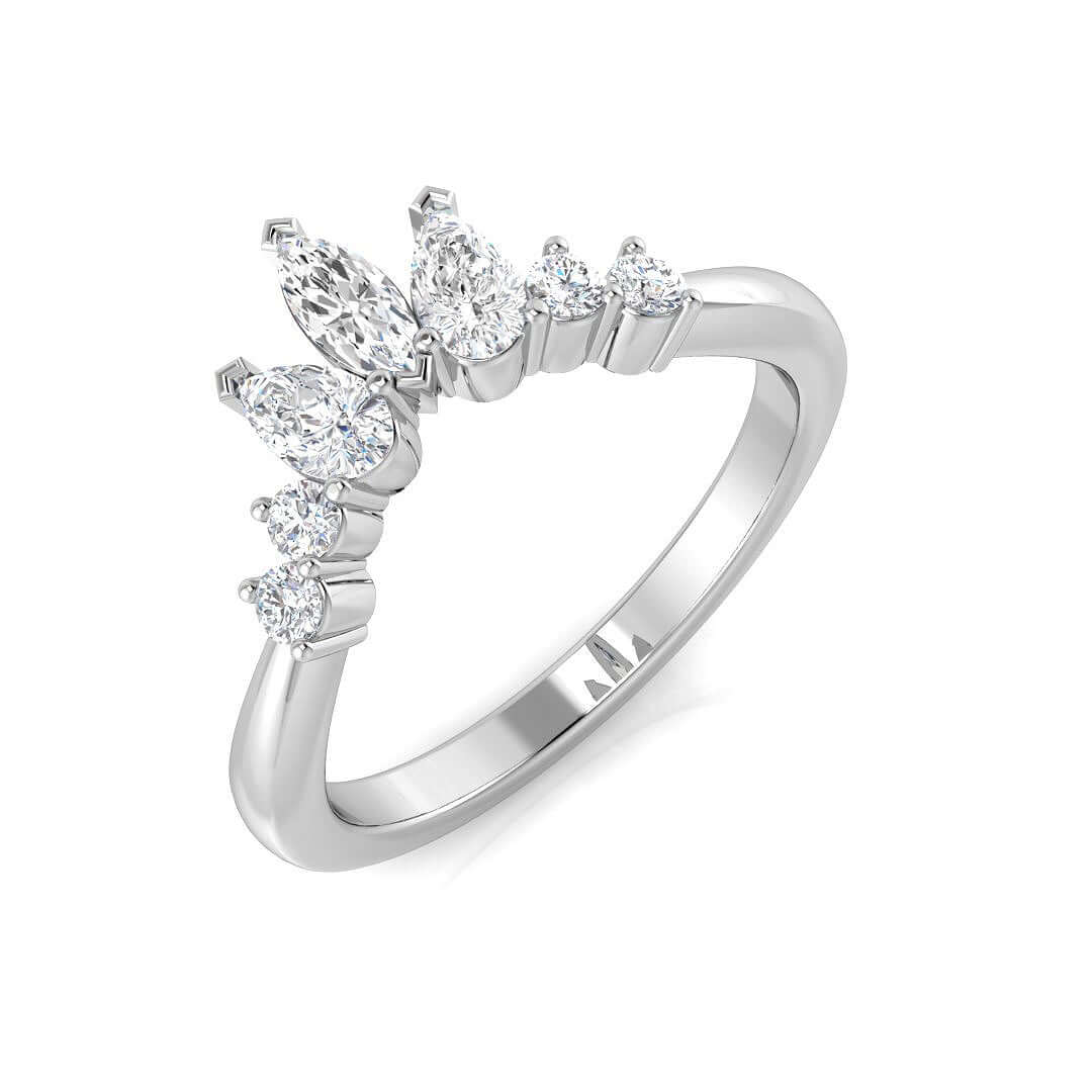 Pear and round diamond wishbone ring