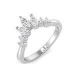 Pear and round diamond wishbone ring