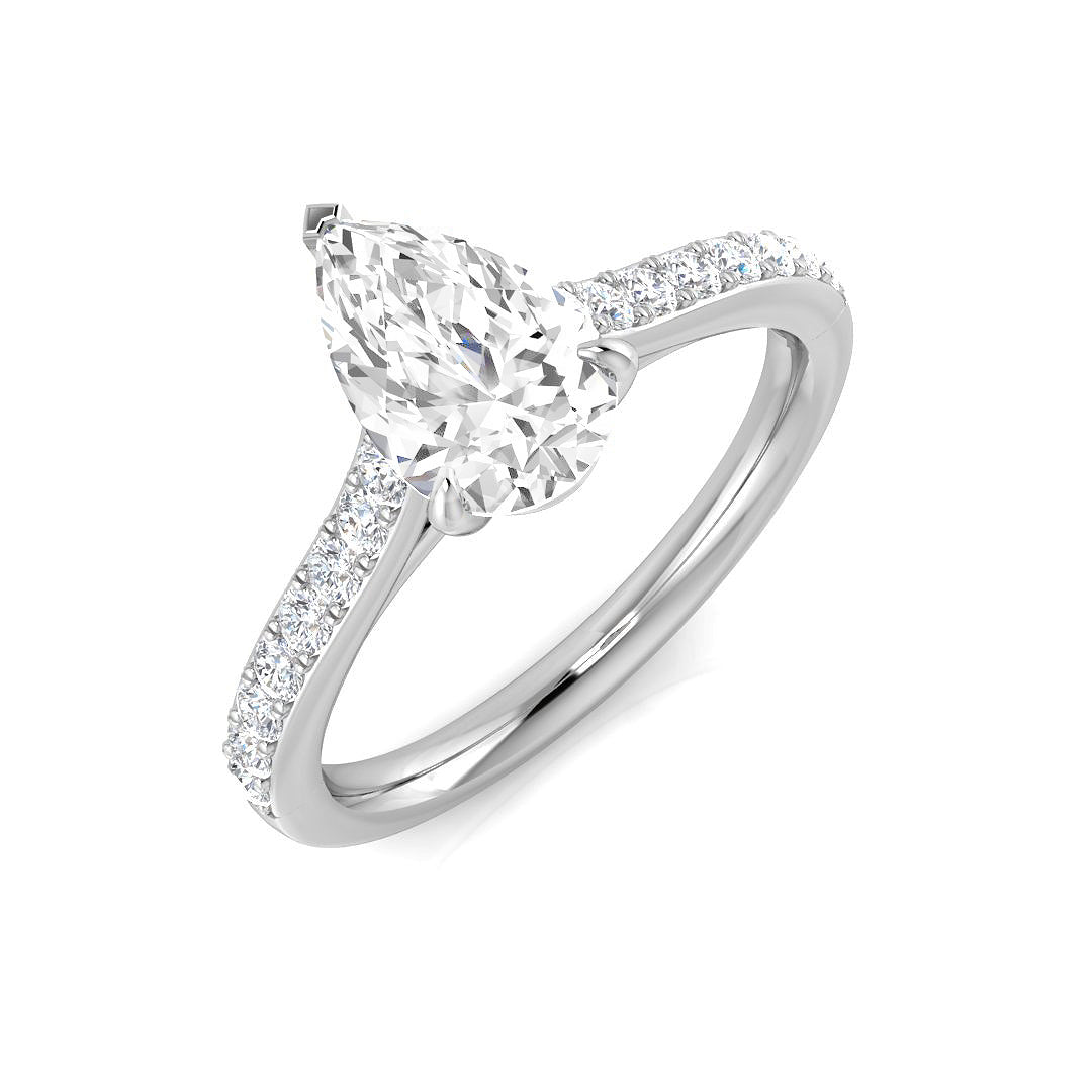 Pear Diamond Pavé Engagement Ring – White Gold