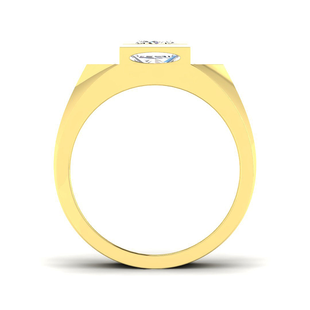 Masculine lab grown diamond ring in gold and platinum