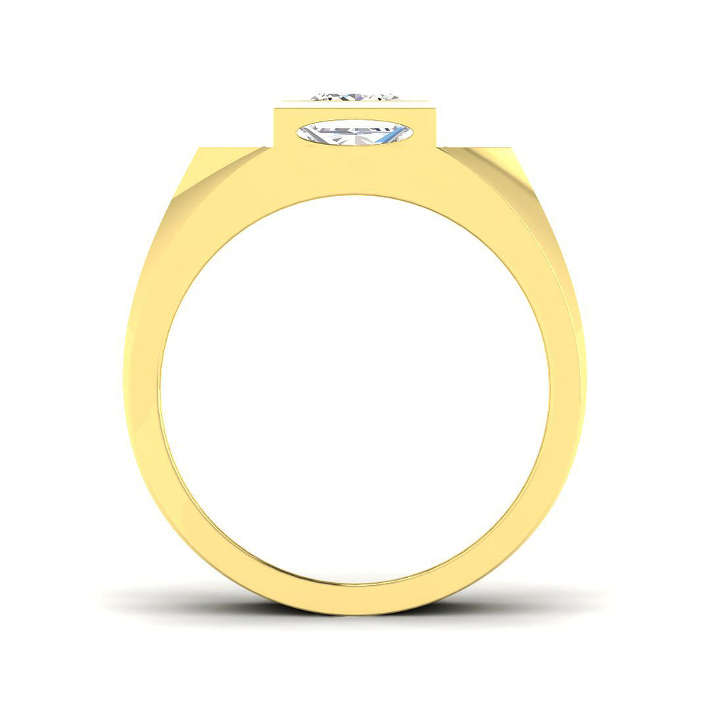 Masculine lab grown diamond ring in gold and platinum